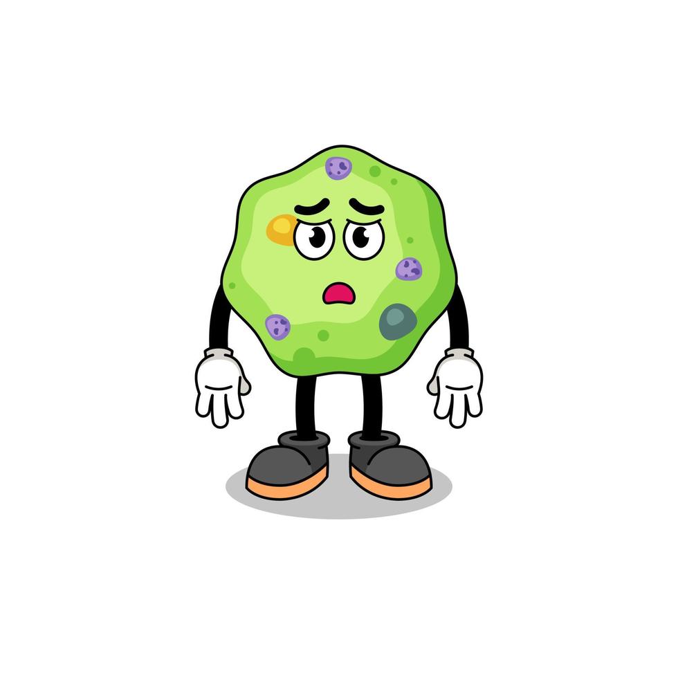 amoeba cartoon illustration with sad face vector