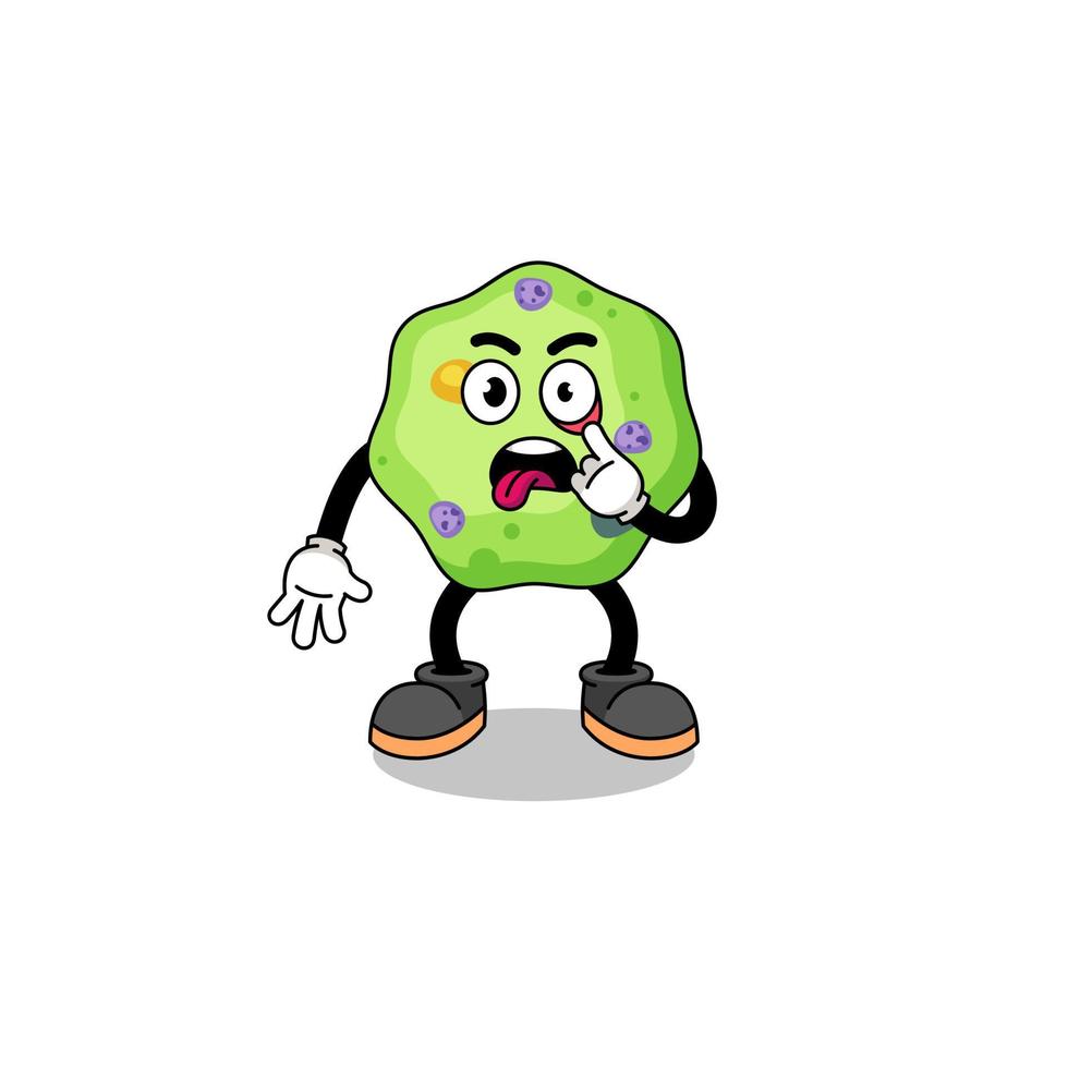 Character Illustration of amoeba with tongue sticking out vector