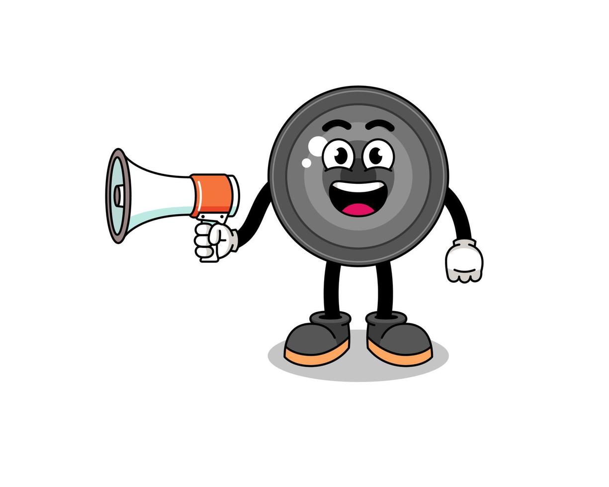 camera lens cartoon illustration holding megaphone vector