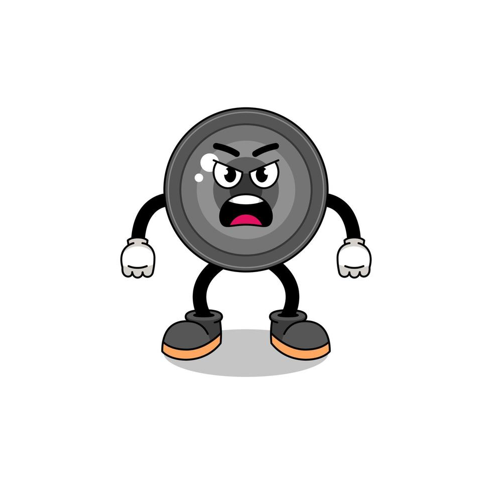 camera lens cartoon illustration with angry expression vector