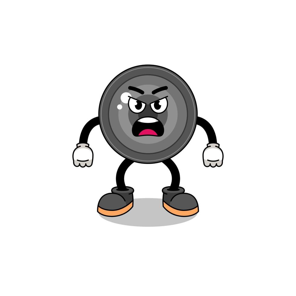 camera lens cartoon illustration with angry expression vector