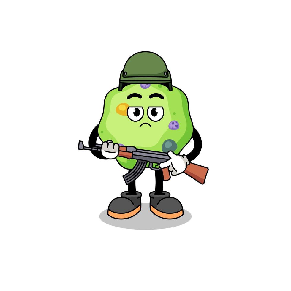 caricatura, de, ameba, soldado vector