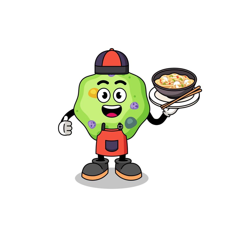 ilustración de ameba como chef asiático vector