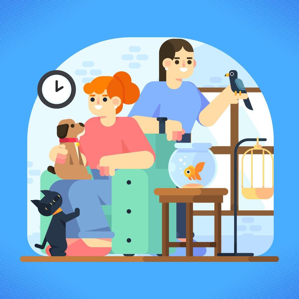 Taking Care Of Pets At Home vector