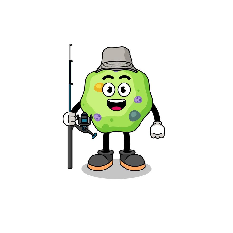 Mascot Illustration of amoeba fisherman vector