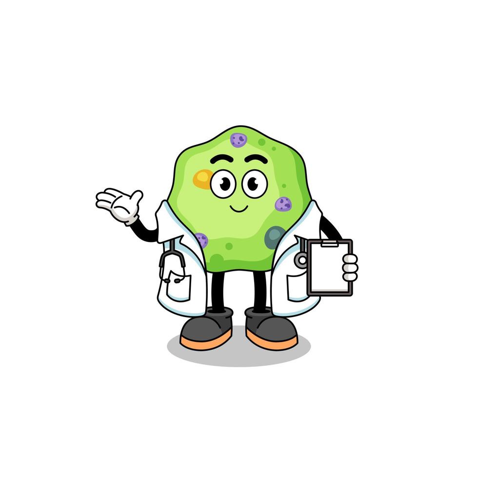 Cartoon mascot of amoeba doctor vector