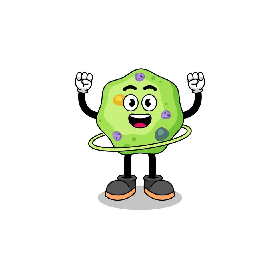 Character Illustration of amoeba playing hula hoop vector