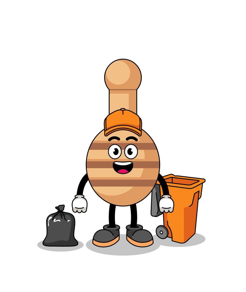 Illustration of honey dipper cartoon as a garbage collector vector