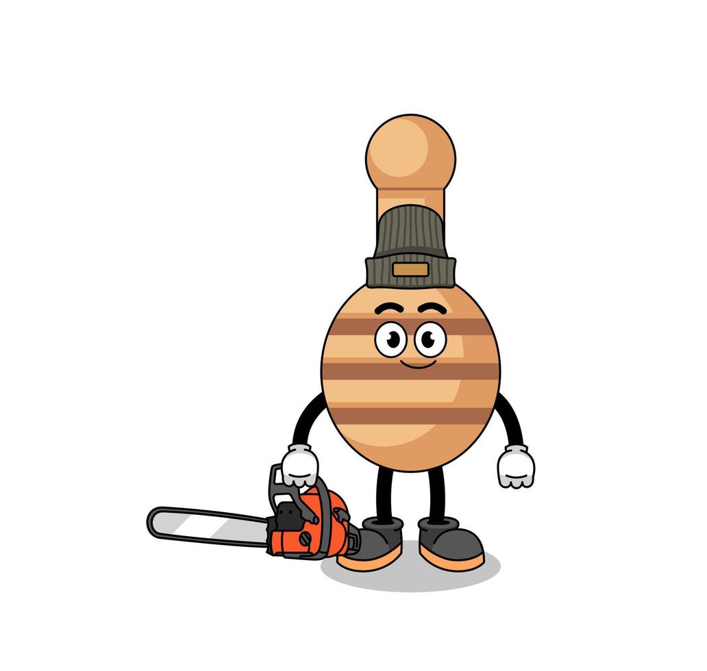 dibujos animados de ilustración de cucharón de miel como leñador vector
