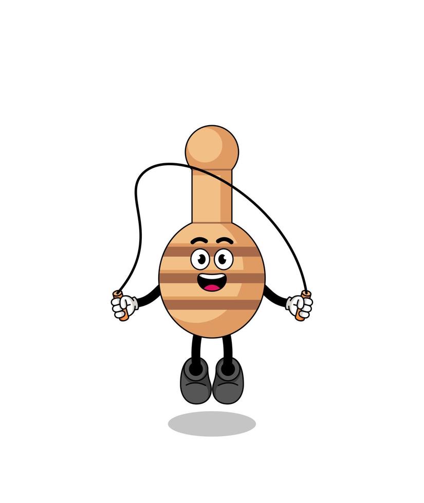 honey dipper mascot cartoon is playing skipping rope vector