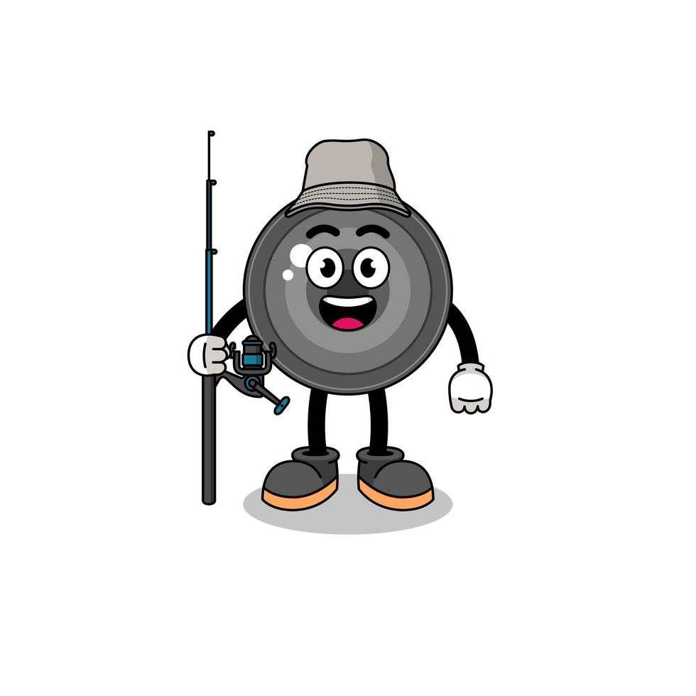 Mascot Illustration of camera lens fisherman vector