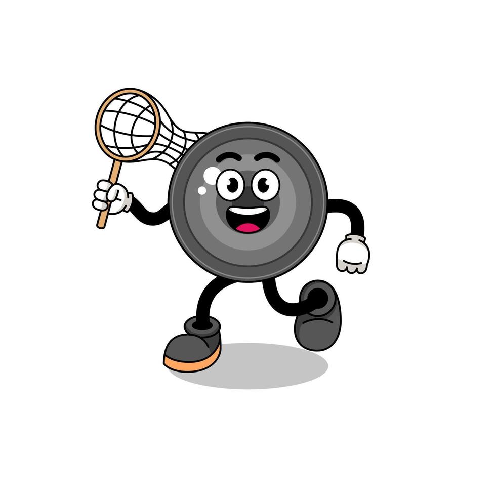 Cartoon of camera lens catching a butterfly vector