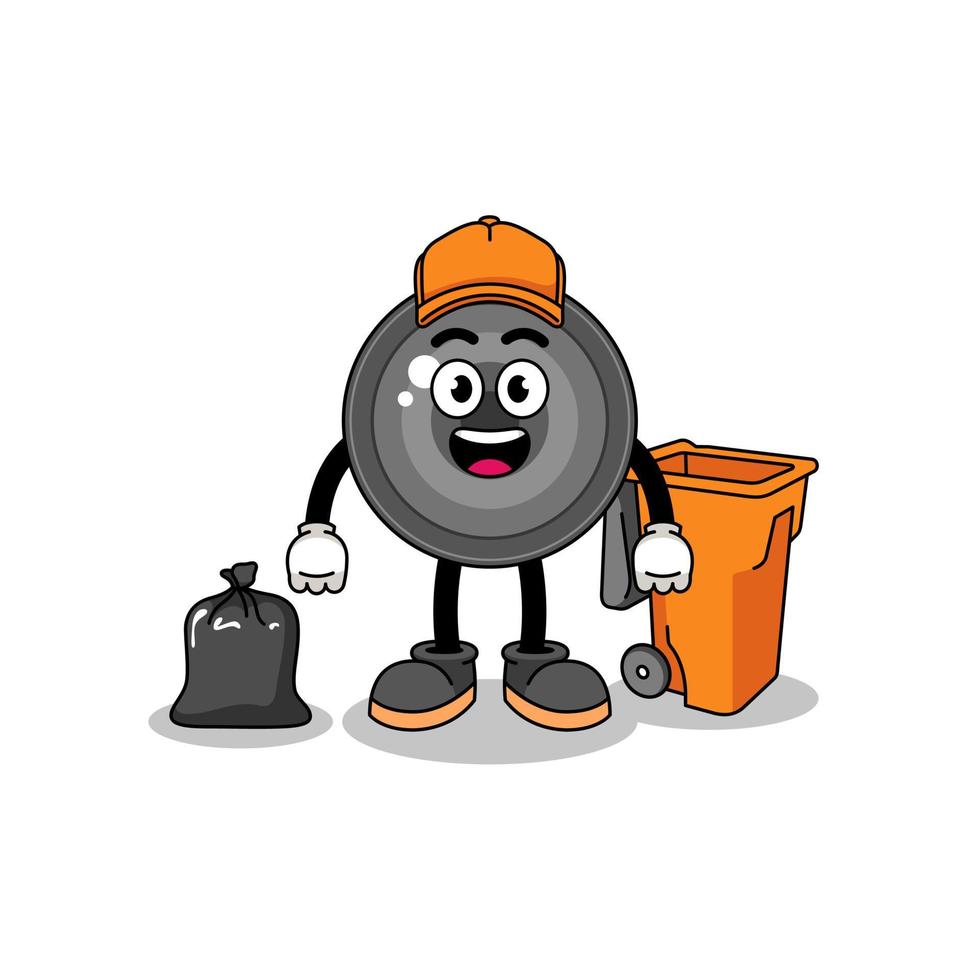 Illustration of camera lens cartoon as a garbage collector vector