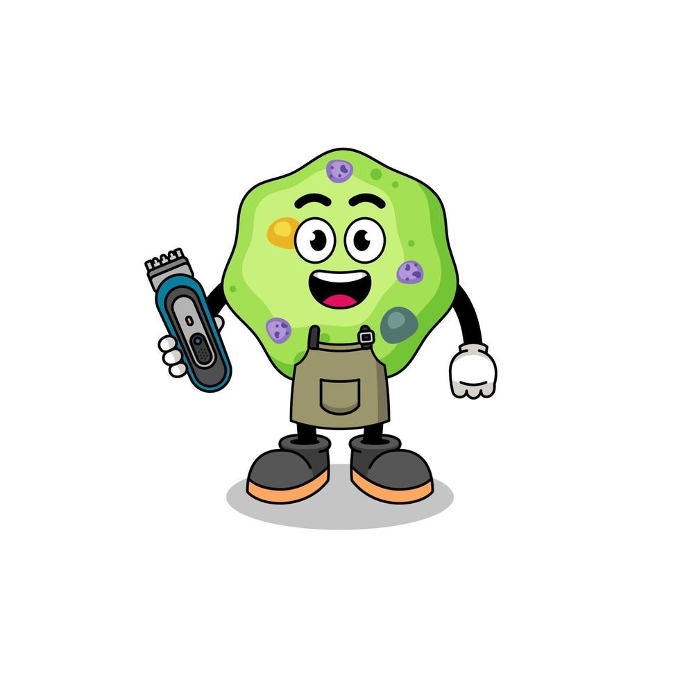 Cartoon Illustration of amoeba as a barber man vector