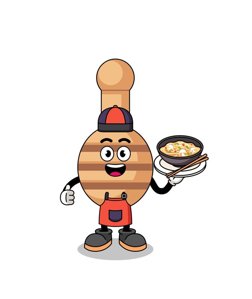 ilustración de cucharón de miel como chef asiático vector
