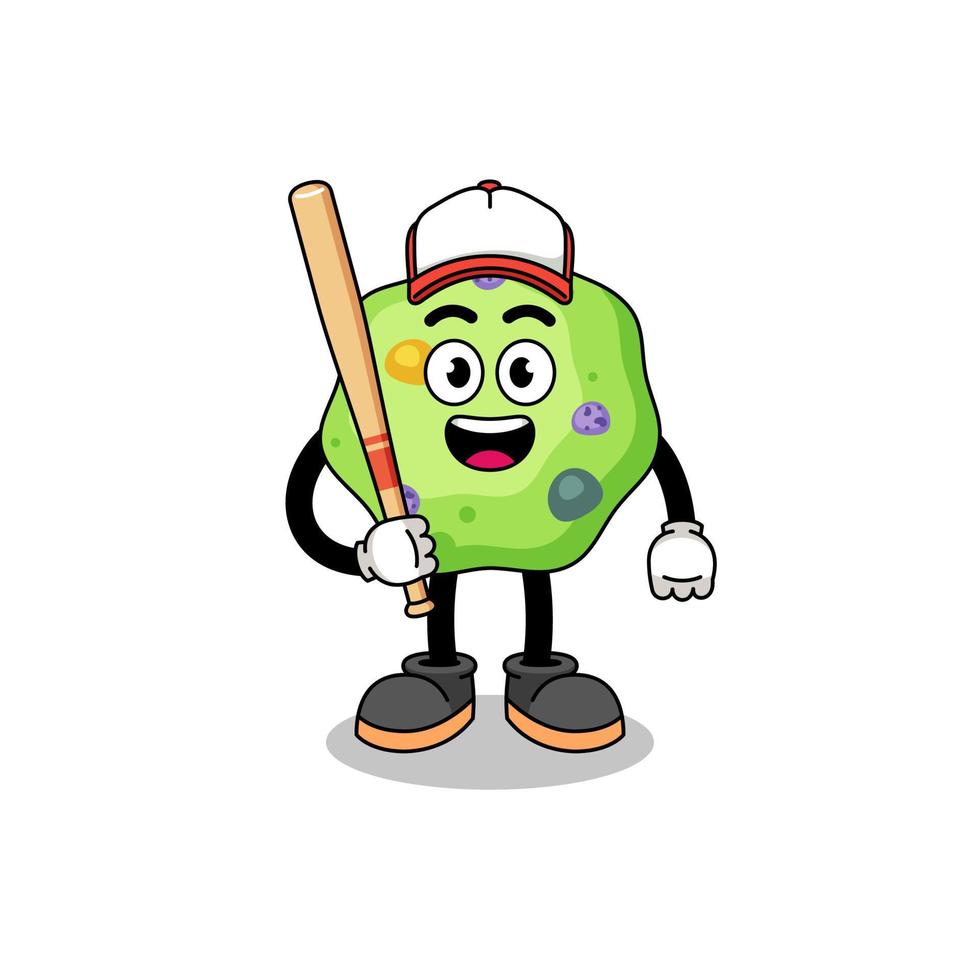caricatura de mascota de ameba como jugador de béisbol vector
