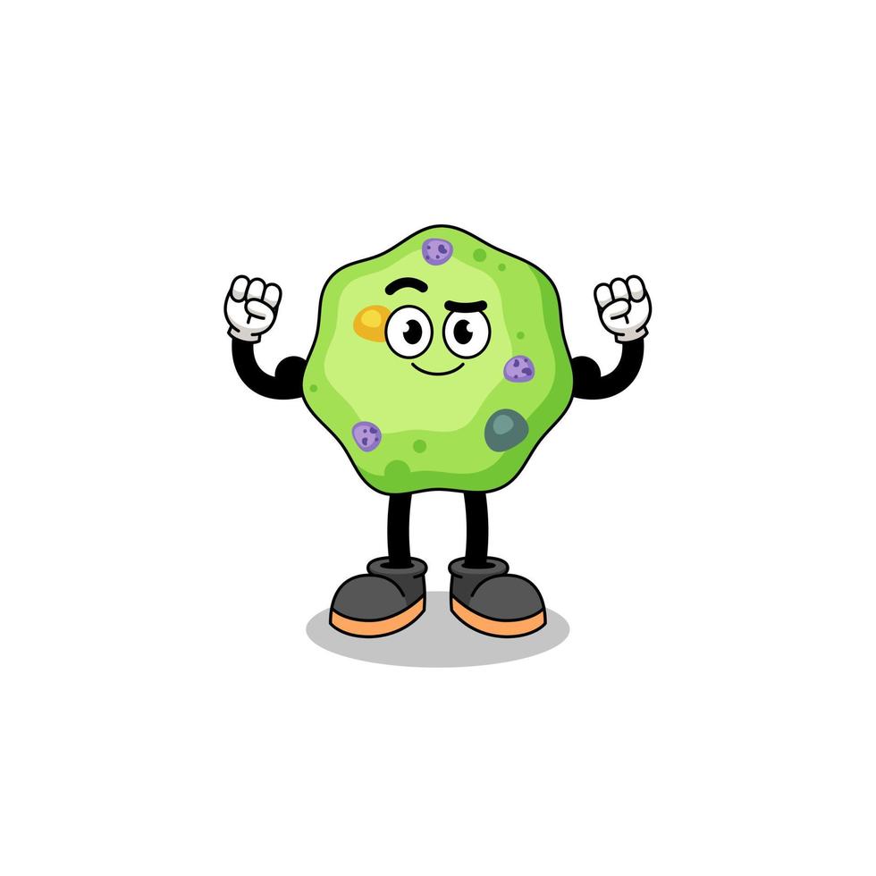 Mascot cartoon of amoeba posing with muscle vector