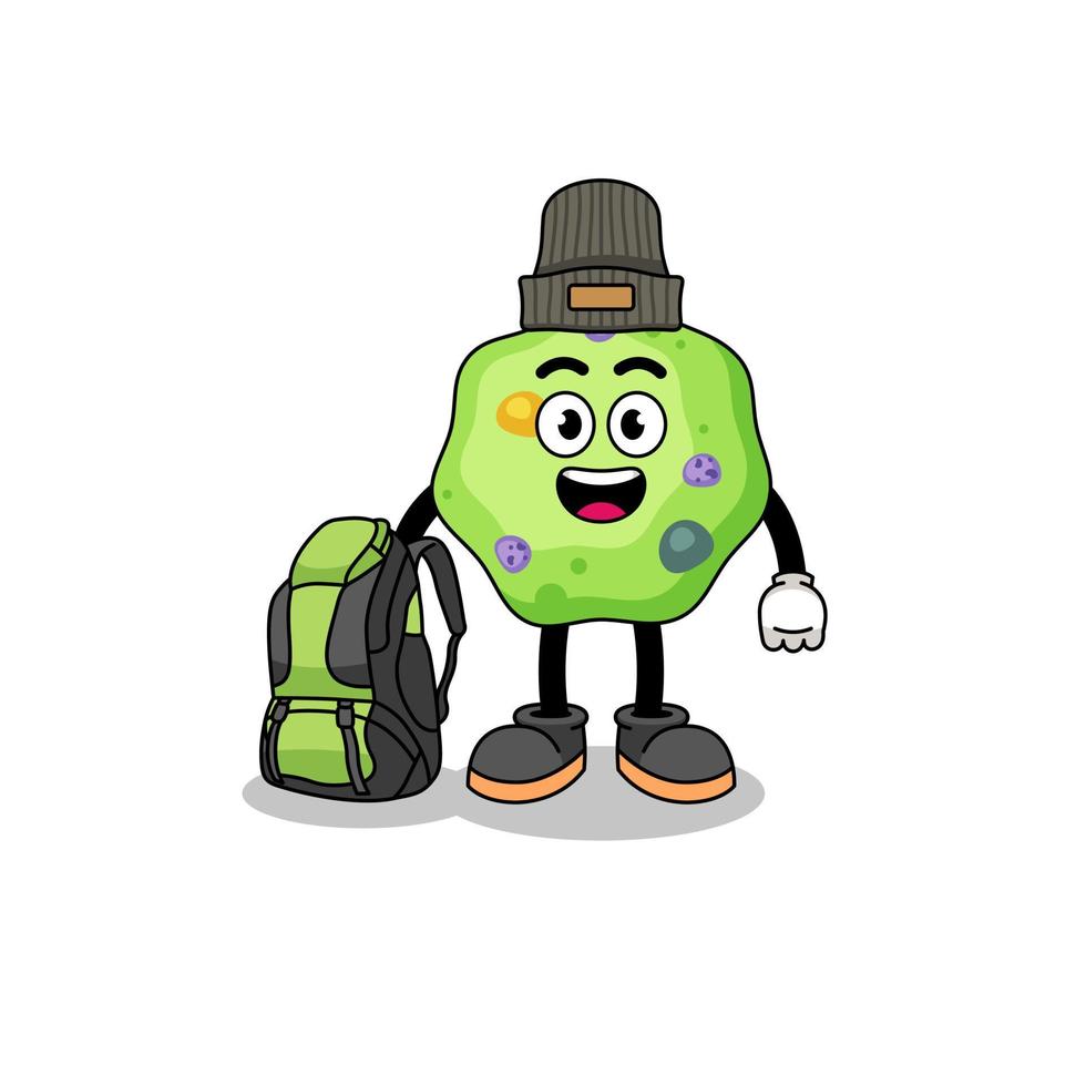 Illustration of amoeba mascot as a hiker vector