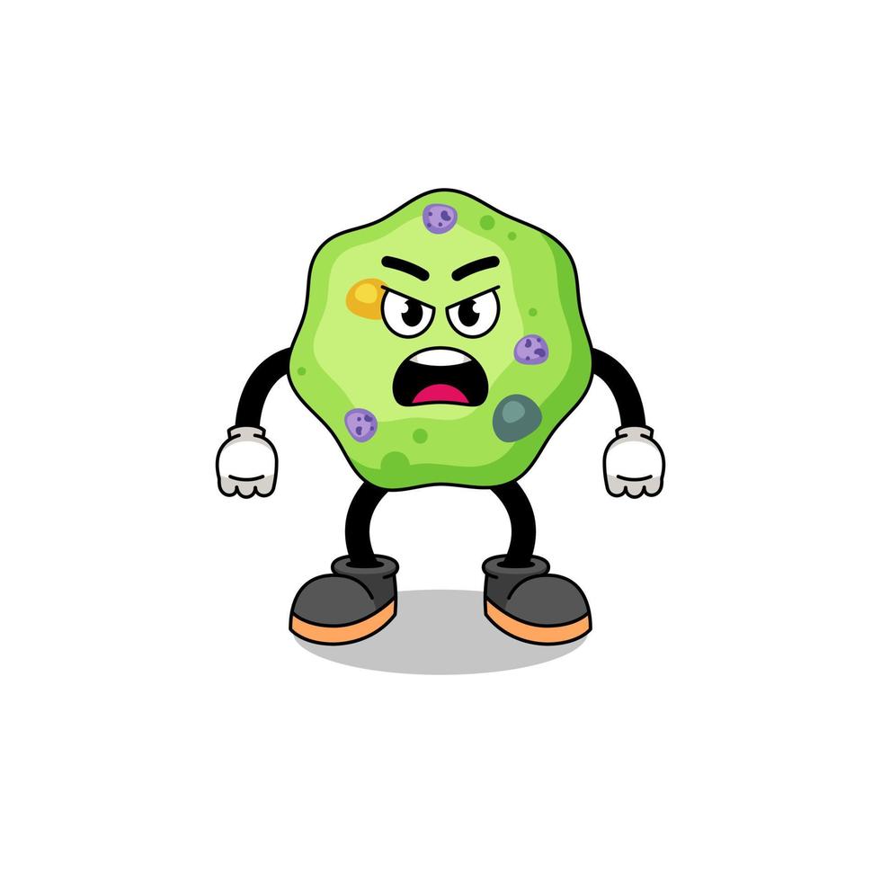 amoeba cartoon illustration with angry expression vector