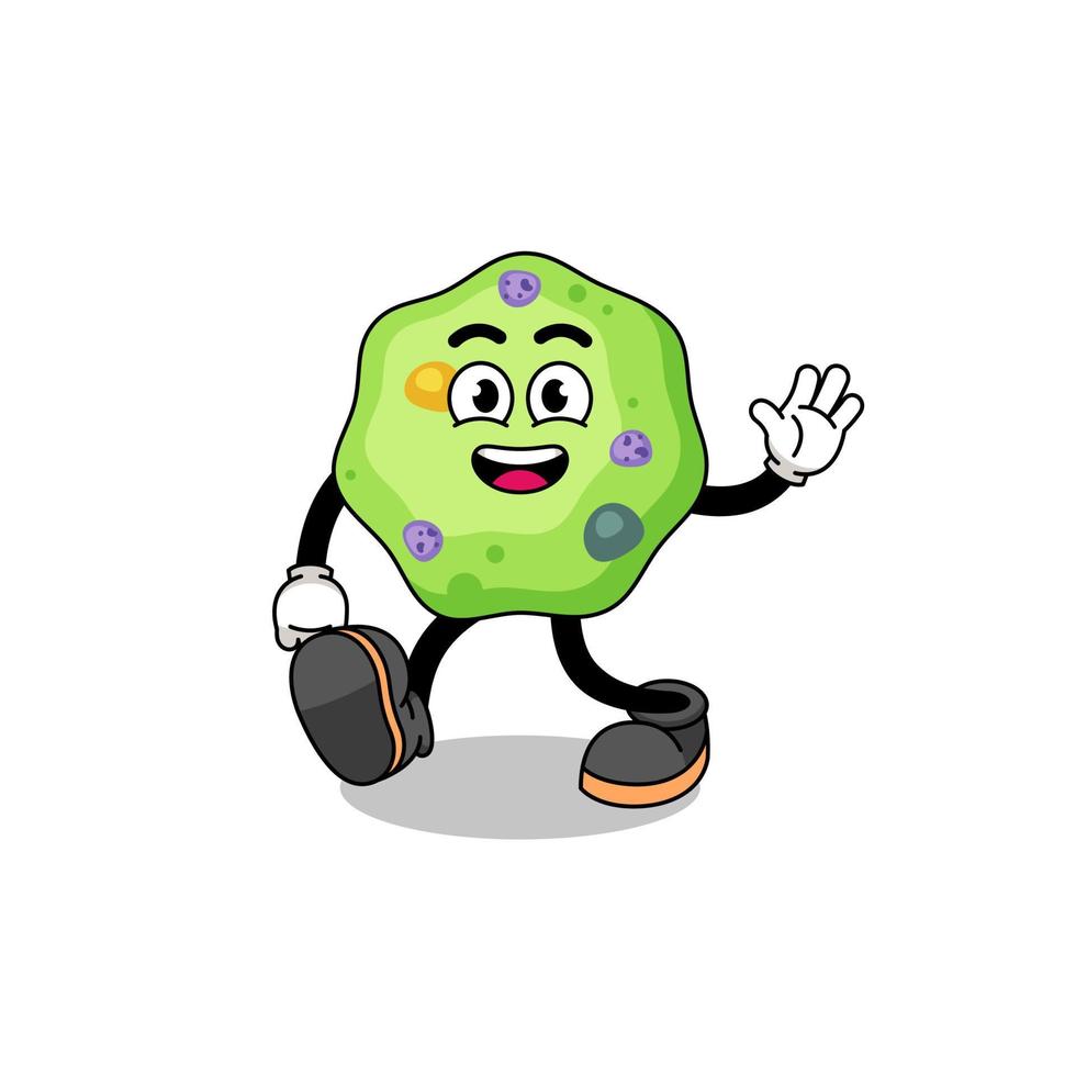 amoeba cartoon walking vector