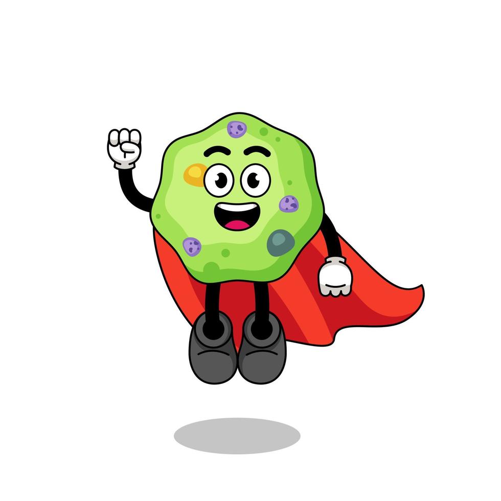 caricatura de ameba con superhéroe volador vector