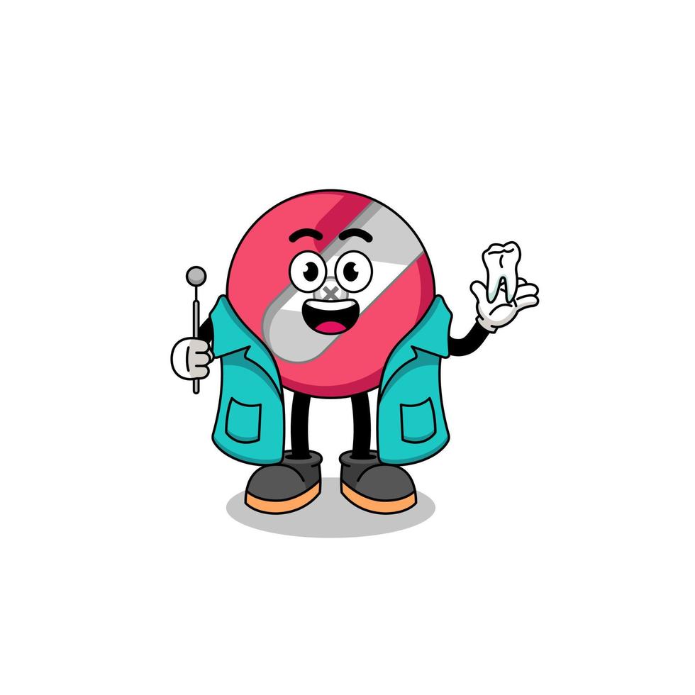 pencil sharpener mascot as a dentist vector