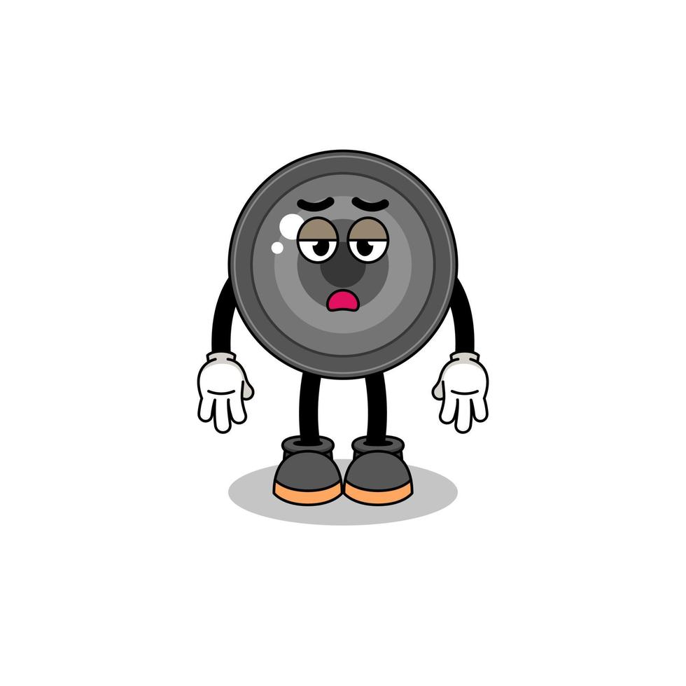 camera lens cartoon with fatigue gesture vector