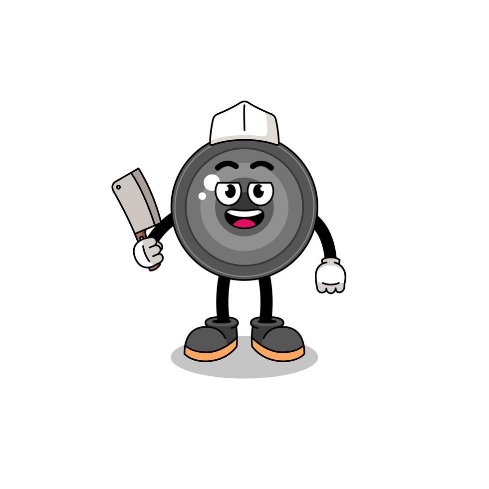 Mascot of camera lens as a butcher vector