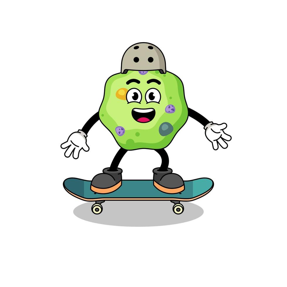 amoeba mascot playing a skateboard vector