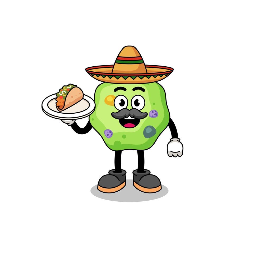 caricatura de personaje de ameba como chef mexicano vector