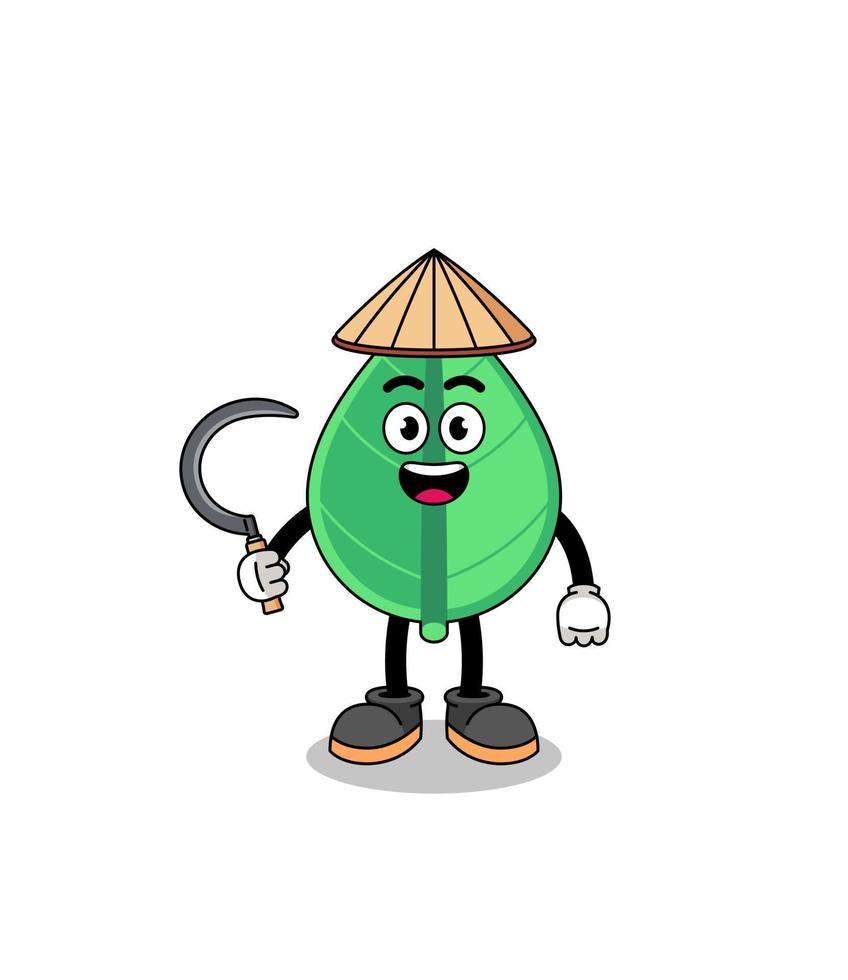 Illustration of leaf as an asian farmer vector