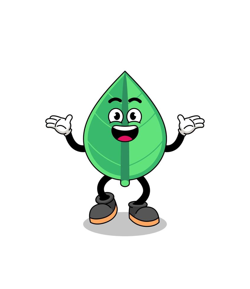 leaf cartoon searching with happy gesture vector