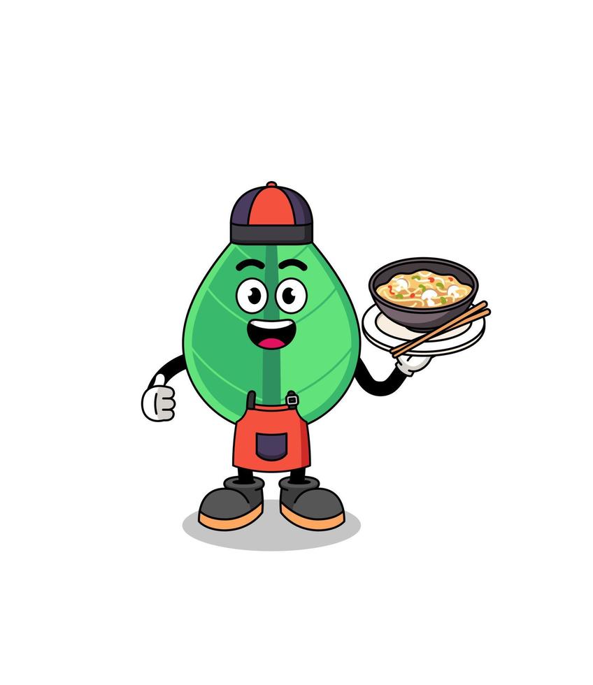 ilustración de hoja como chef asiático vector