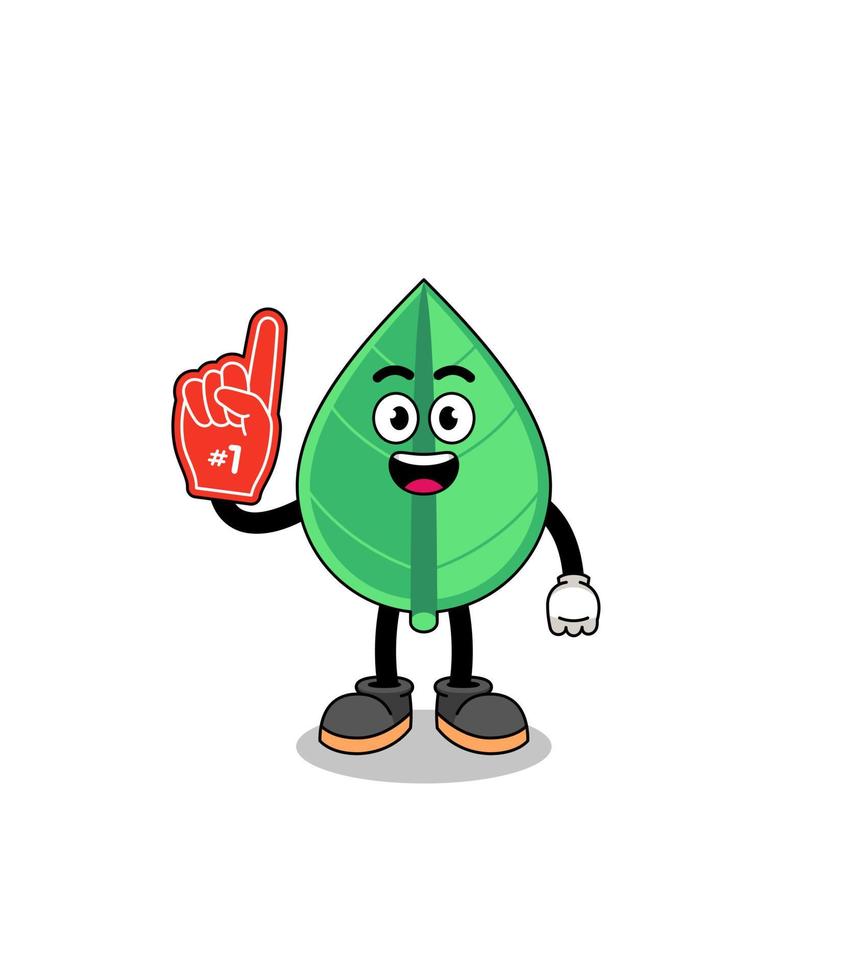 Cartoon mascot of leaf number 1 fans vector