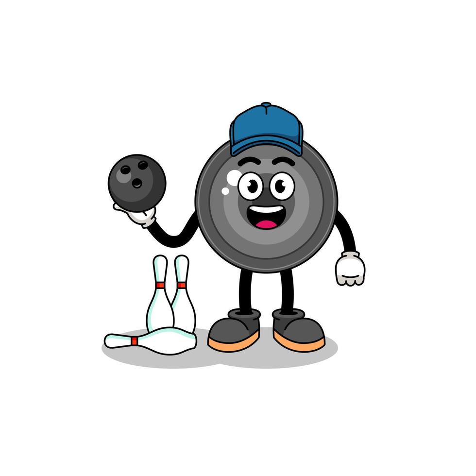 Mascot of camera lens as a bowling player vector