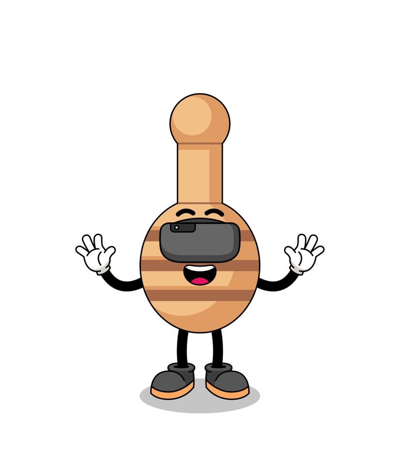 Illustration of honey dipper with a vr headset vector