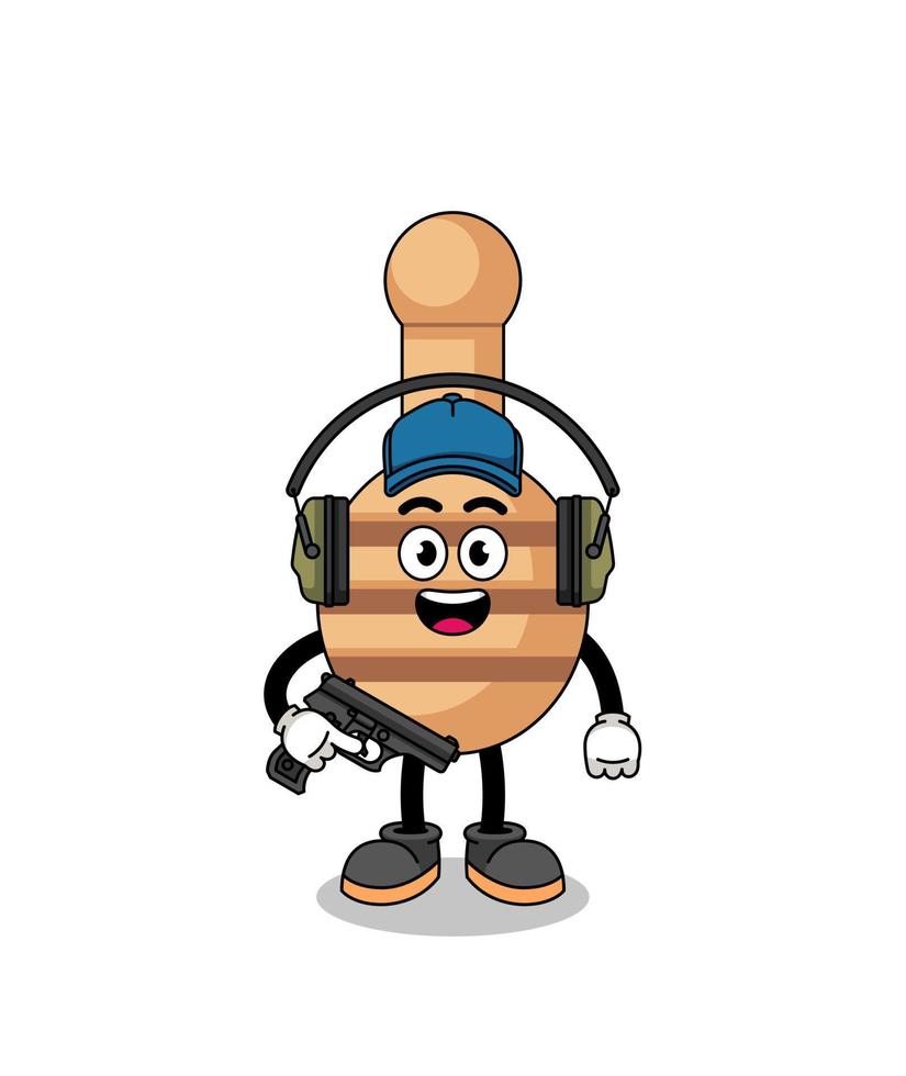 Character mascot of honey dipper doing shooting range vector