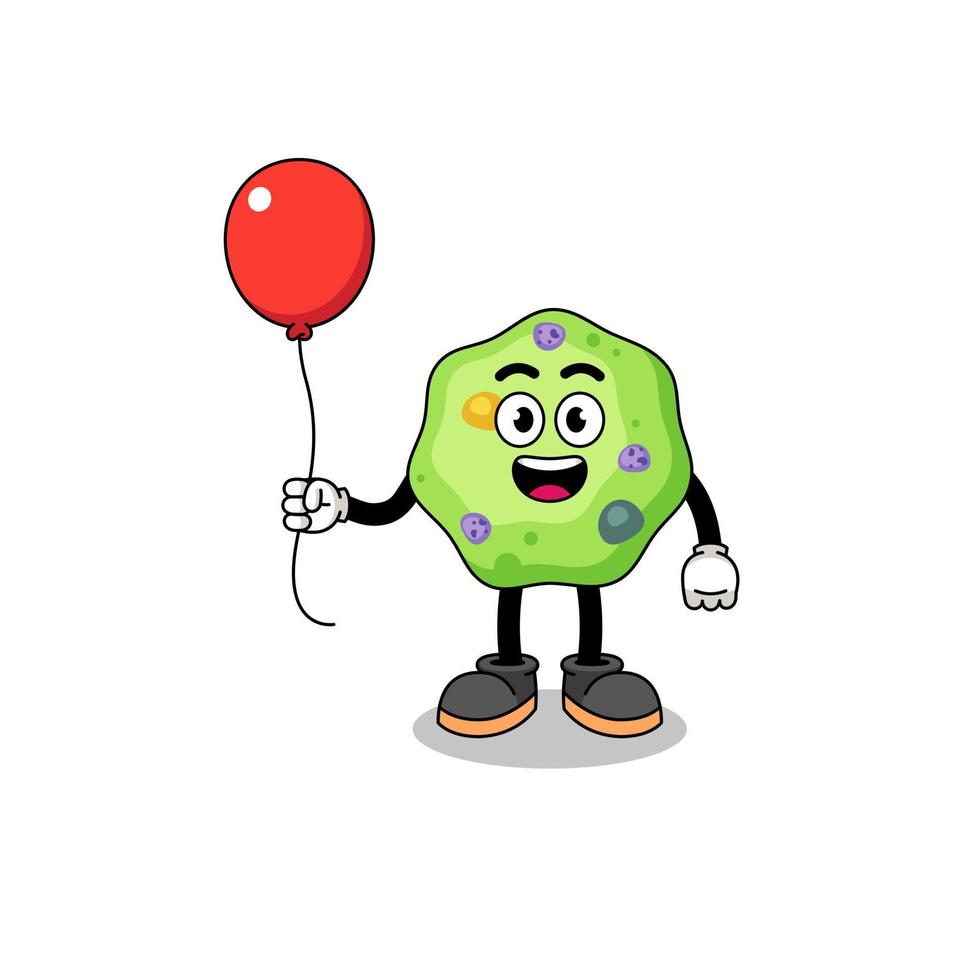 caricatura de ameba sosteniendo un globo vector