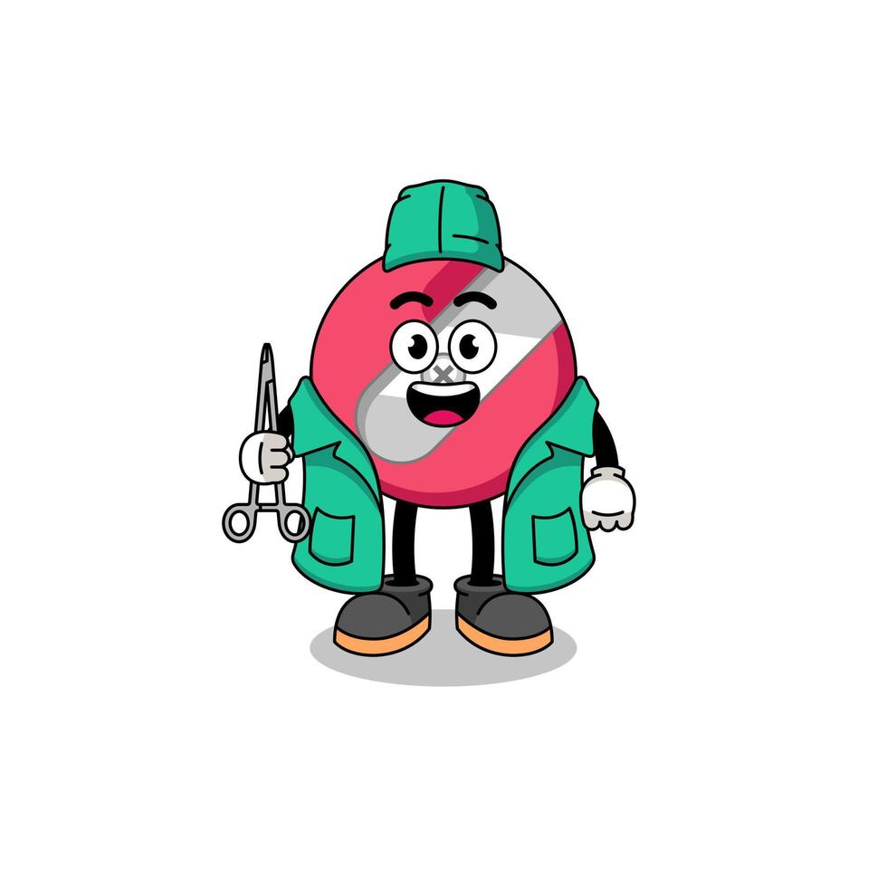 pencil sharpener mascot as a surgeon vector