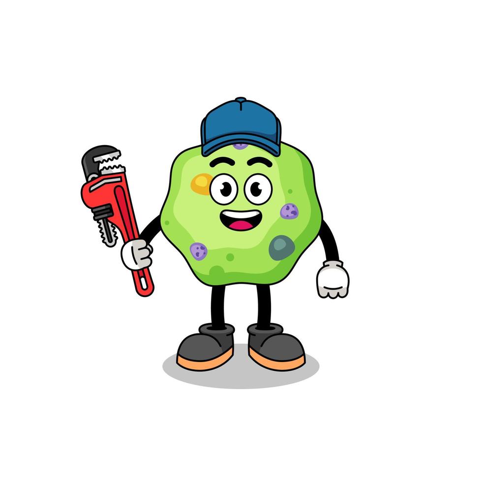 amoeba illustration cartoon as a plumber vector