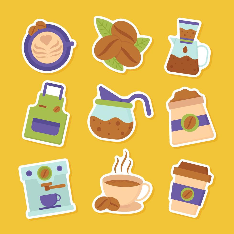 Coffee Stickers Set for Journal Template vector