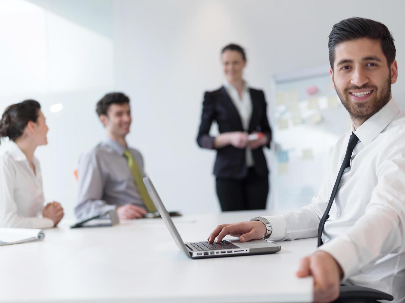 portrait of young modern arab business man  at office photo