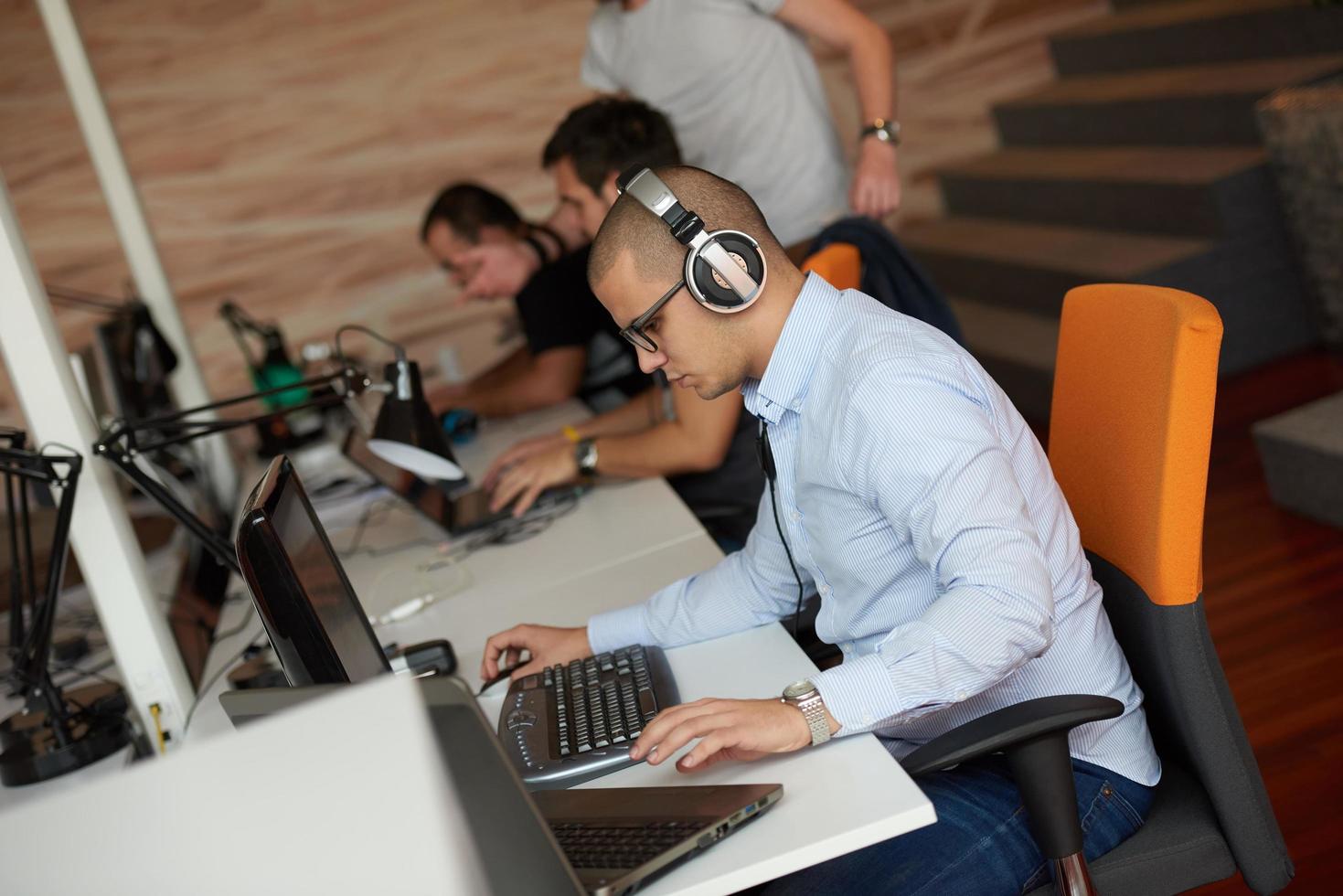 startup business, software developer working on computer photo