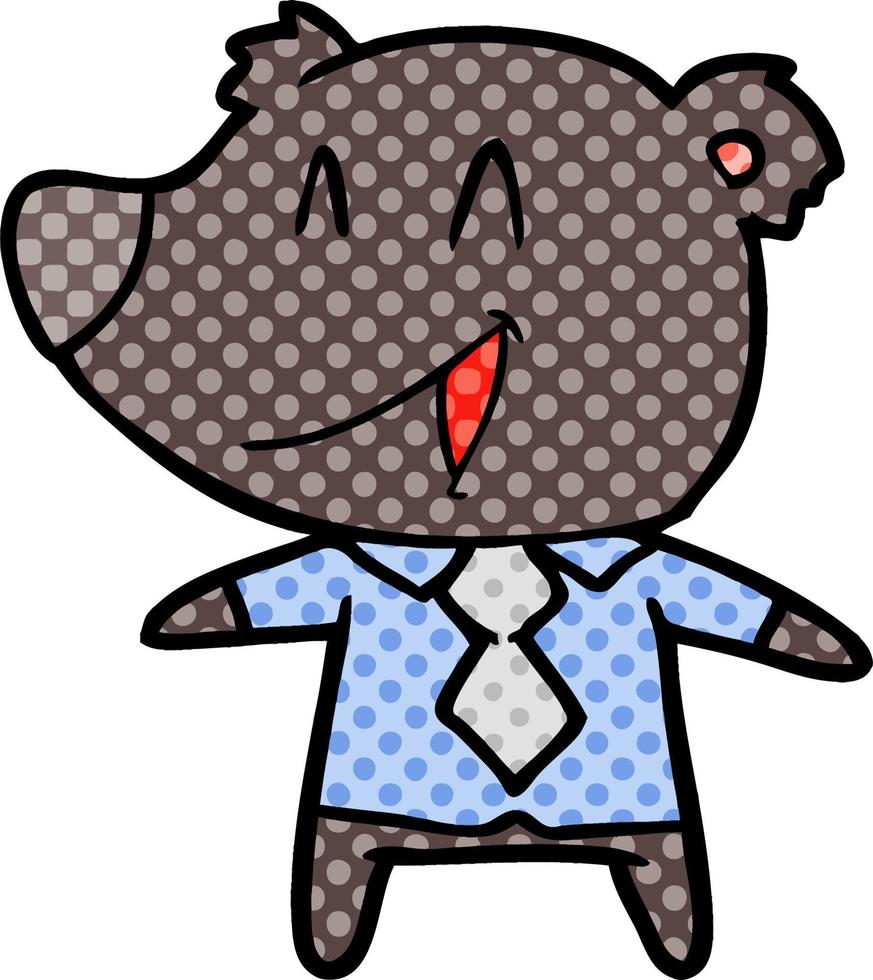 cartoon bear in shirt and tie vector