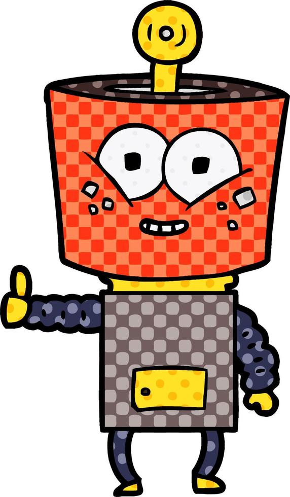 happy cartoon robot giving thumbs up vector