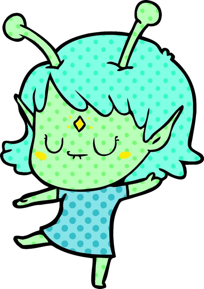 cartoon alien girl vector