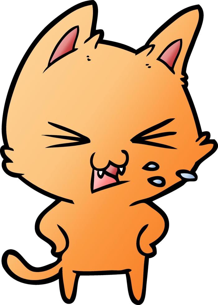 cartoon cat hissing vector