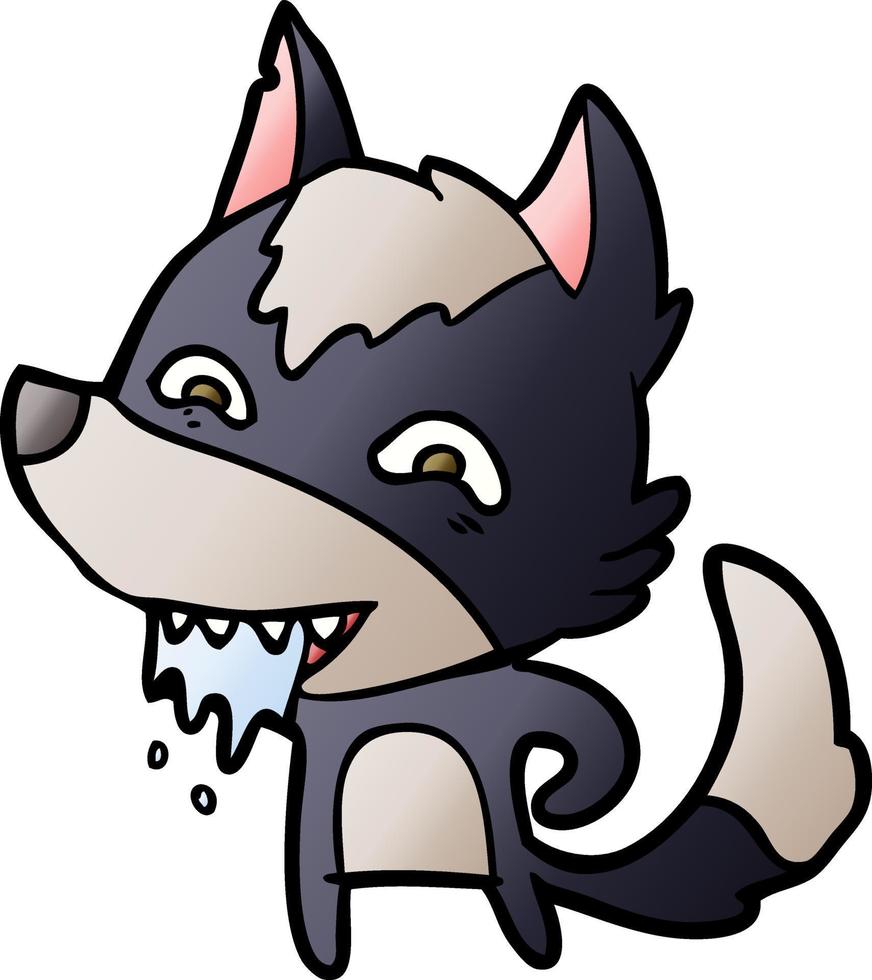 cartoon hungry wolf vector