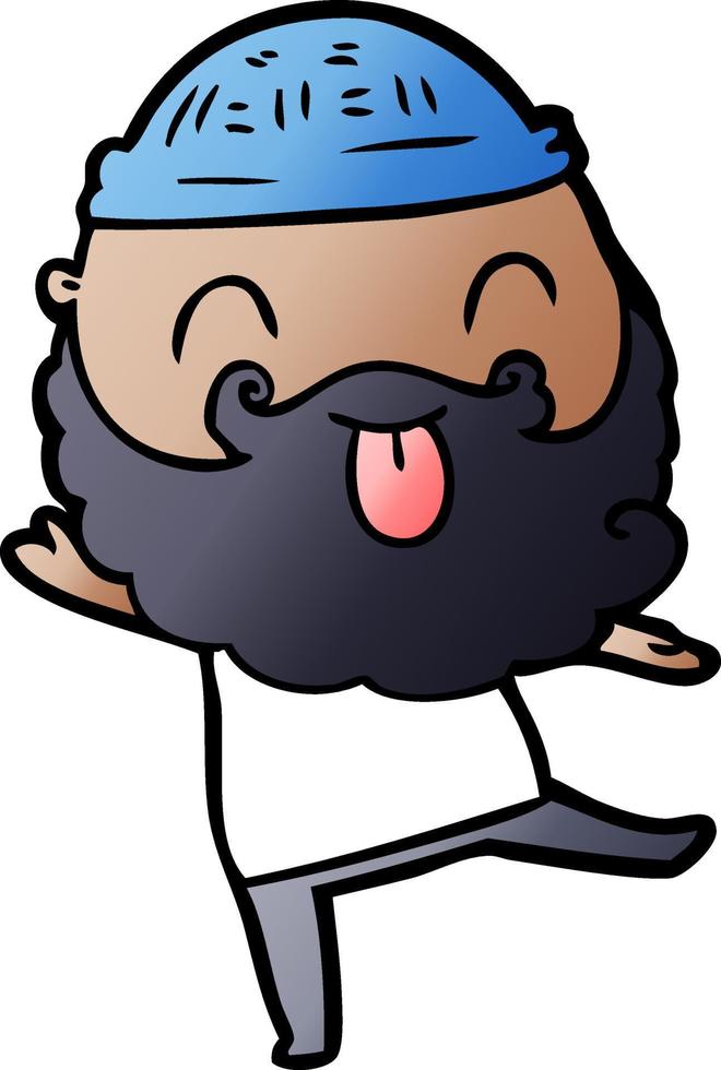dancing man with beard sticking out tongue vector