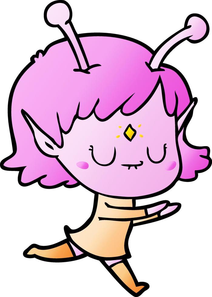 cartoon alien girl vector